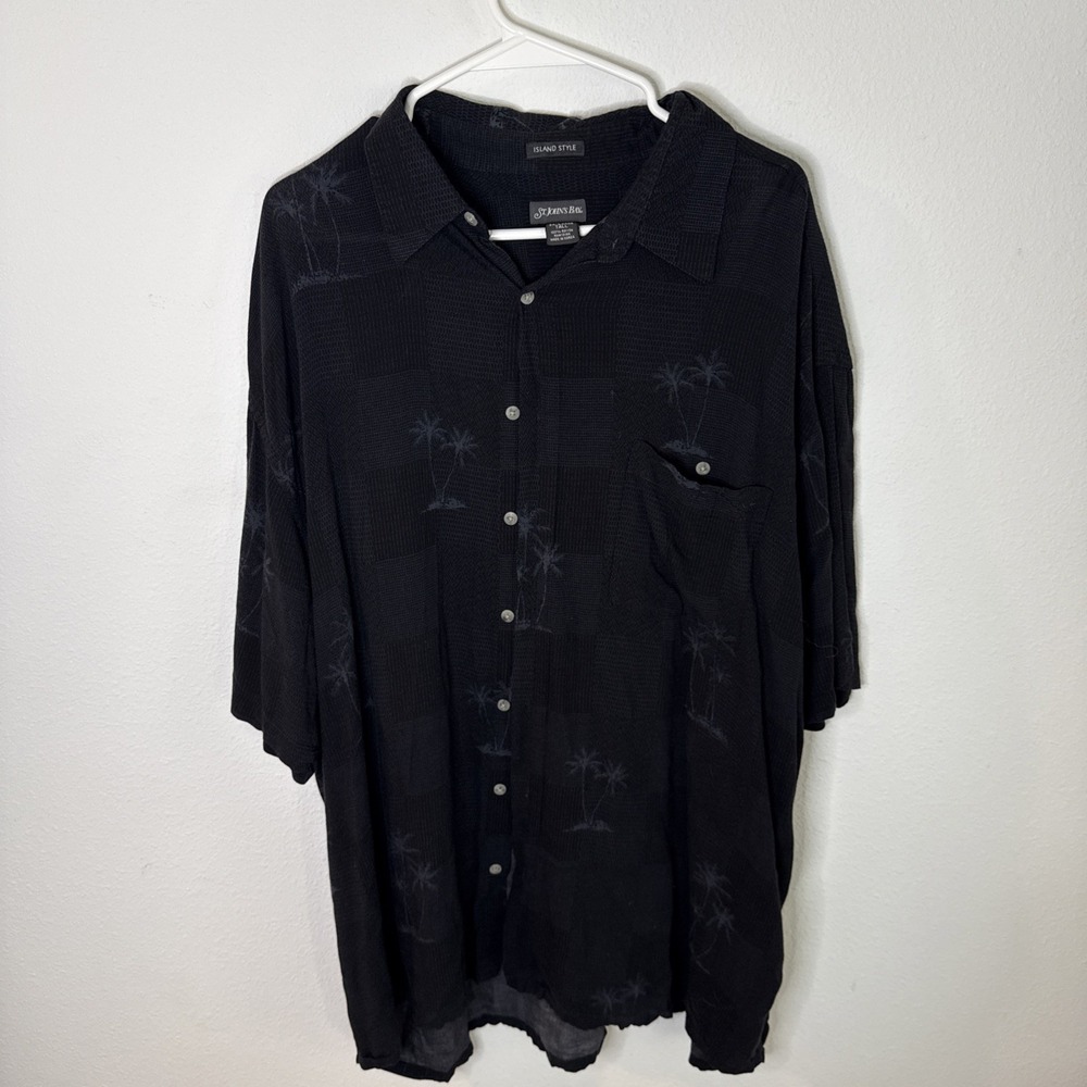St. John's Bay Shirt Men's 2XLt Island Style Hawaiian Tropical Print Button Down
